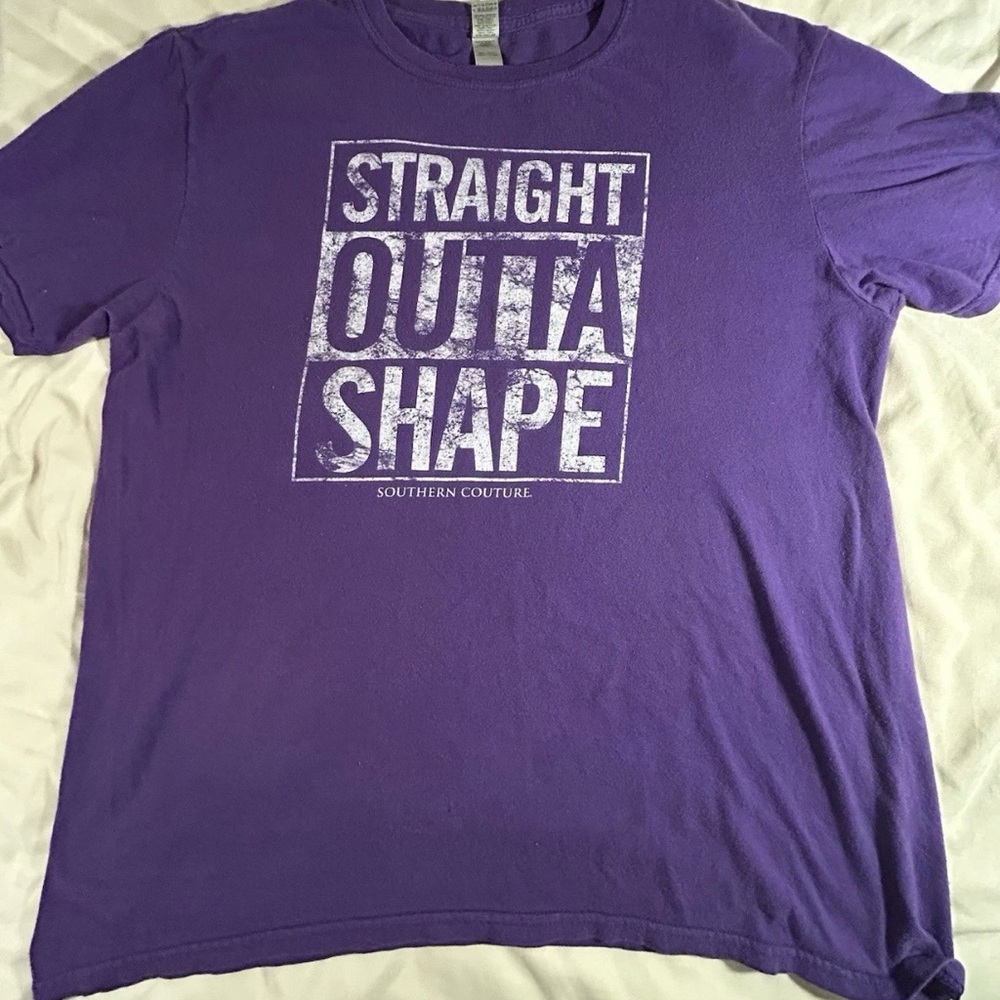 Southern Couture Straight Outta Shape Purple Graphic Tee L
